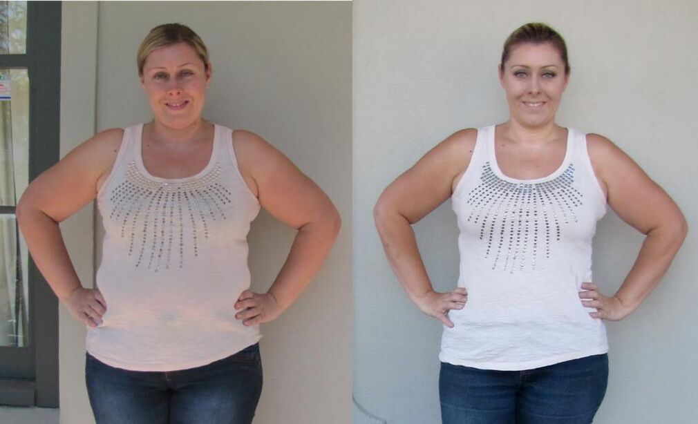 antes e depois de perder peso com uma dieta de 6 pétalas