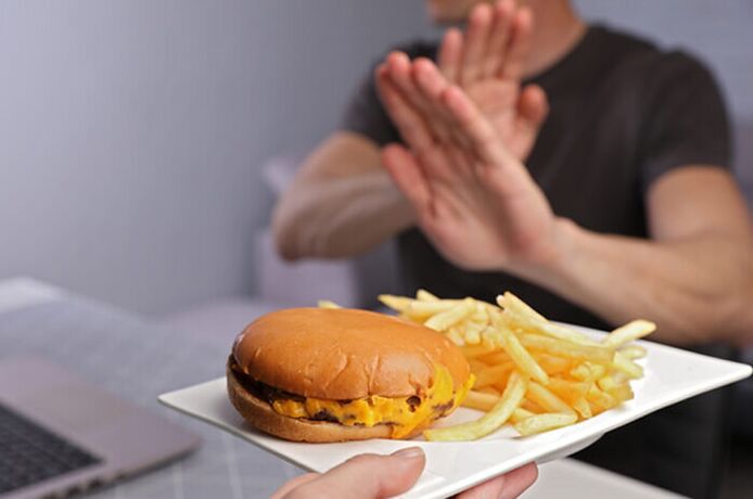 Recusa de fast food em uma dieta por tipo sanguíneo