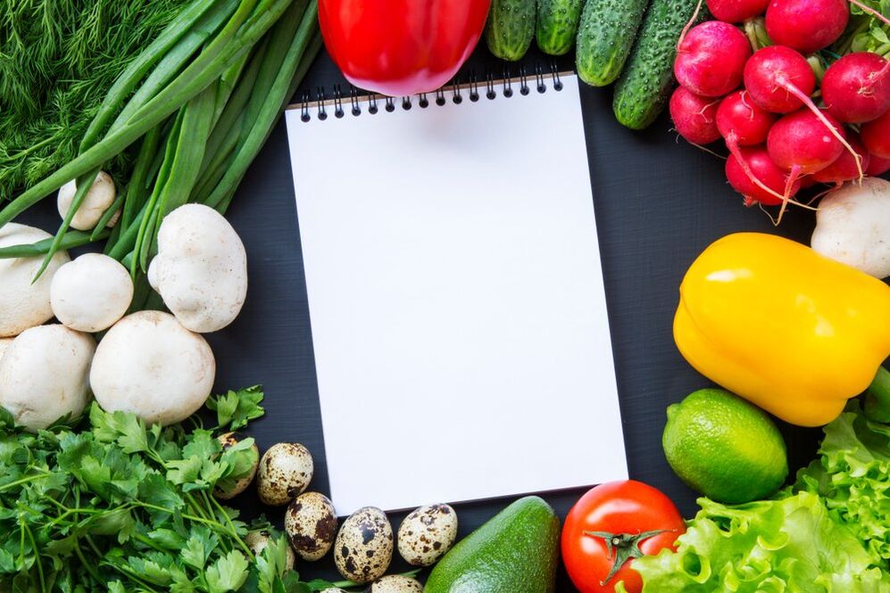 vegetais e diário alimentar para perda de peso