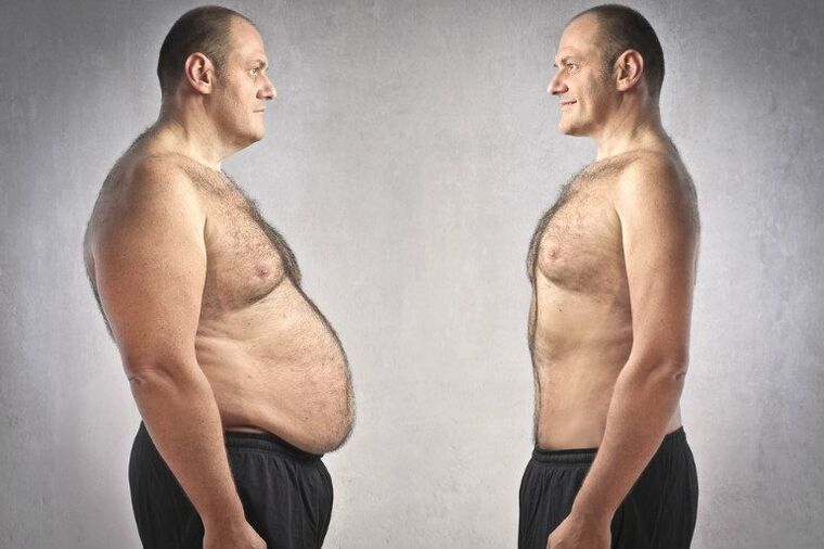 foto de um homem antes e depois de perder peso